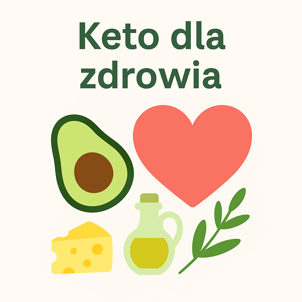 Keto dla zdrowia – zdrowe tłuszcze i serce na jasnym tle.